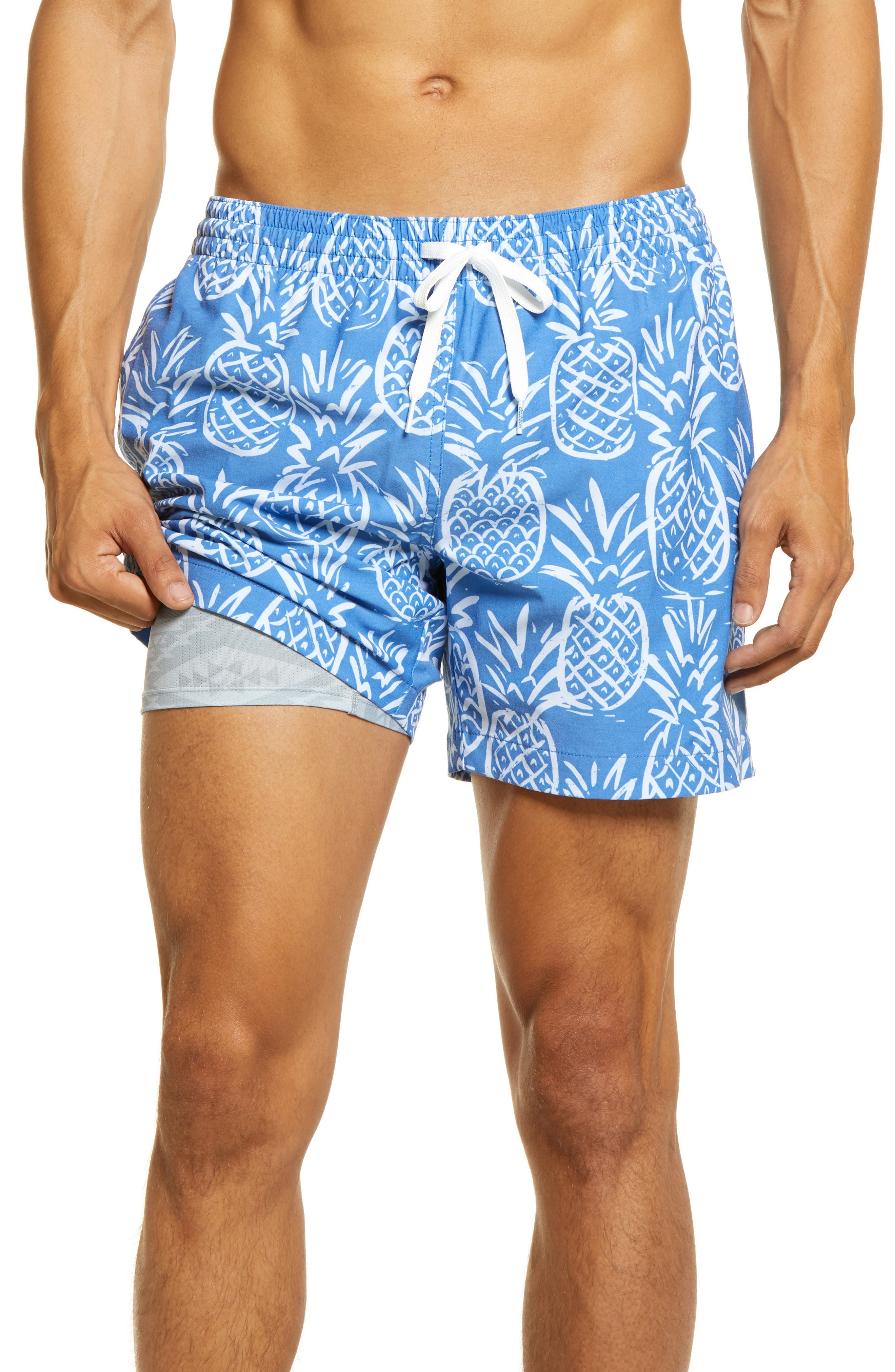 Mens Black and White Anchors Swimming Trunk Surf Shorts Beach Swimsuits