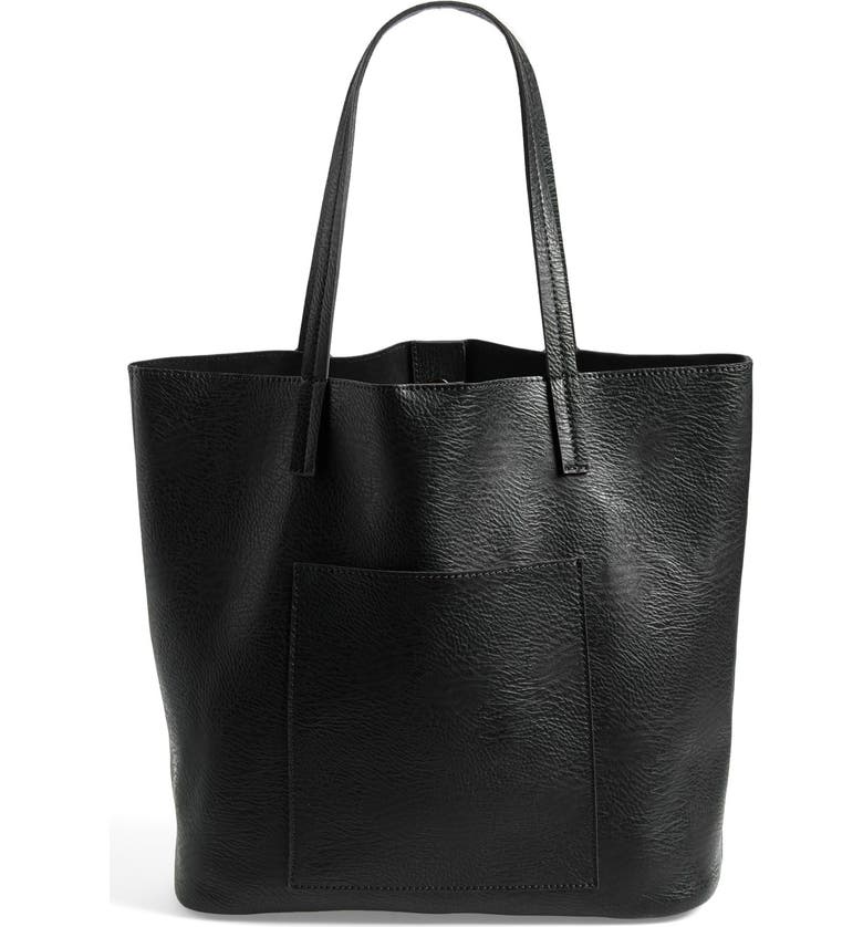 Street Level Faux Leather Pocket Tote | Nordstrom