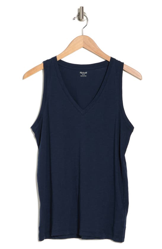 Madewell Whisper Shout Cotton V-neck Tank In Twilight