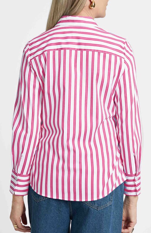 FOXCROFT FOXCROFT MARY STRIPE COTTON BLEND BUTTON-UP SHIRT 