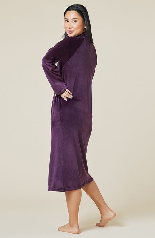 Softies Serenity Mandarin Collar Zip Robe In Fig