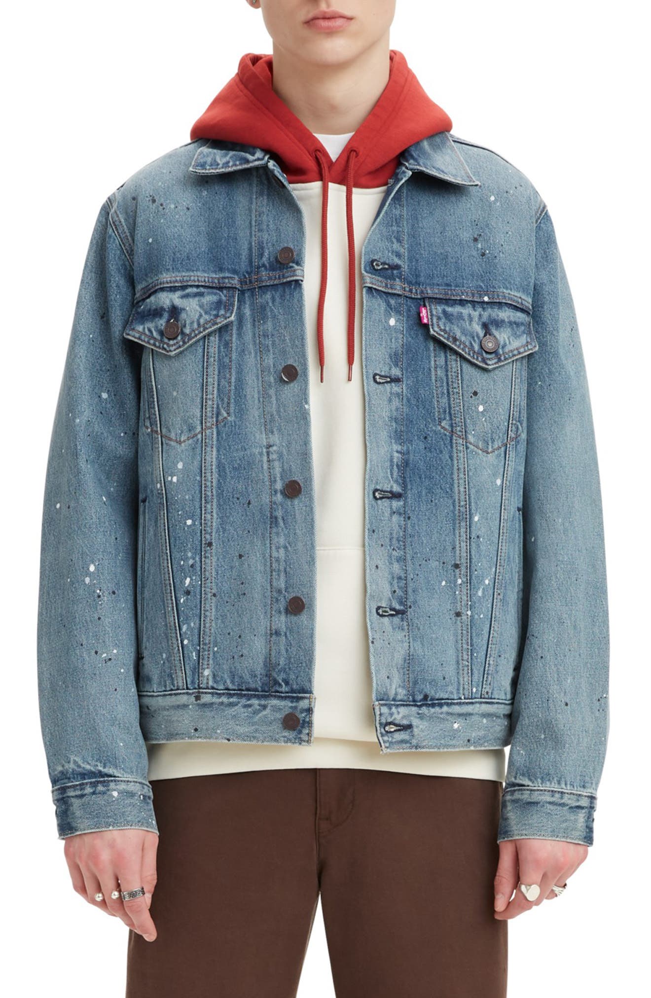 levi's men's cotton canvas trucker jacket with removable hood