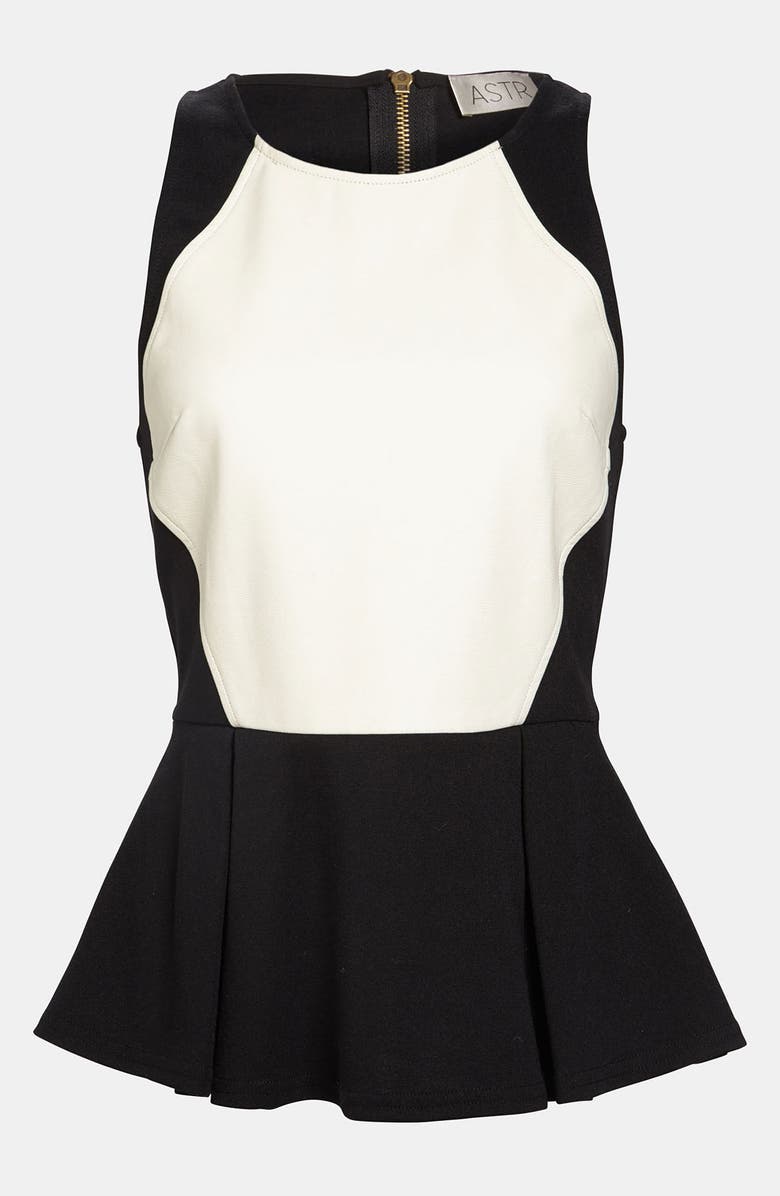 ASTR Faux Leather Front Peplum Tank | Nordstrom
