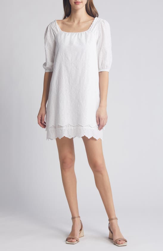 CASLON CASLON(R) EYELET COTTON SHIFT DRESS