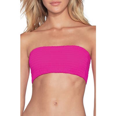Maaji Reversible Smocked Bandeau Bikini Top, Pink