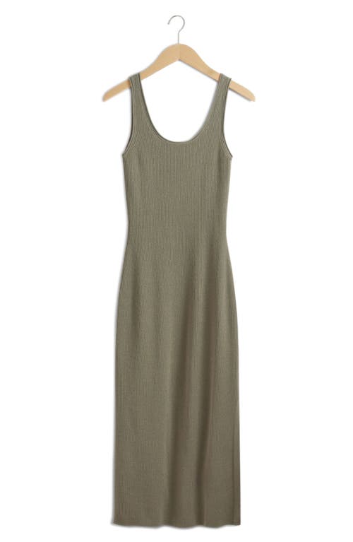 Shop & Other Stories Rib Cotton & Linen Blend Tank Dress In Khaki Green Medium D