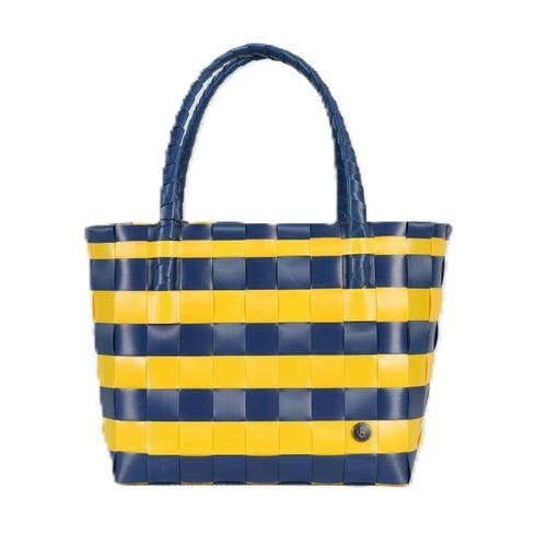 Handed By Paris Spirit Recycled Tote Bags In Blue/maize Stripes