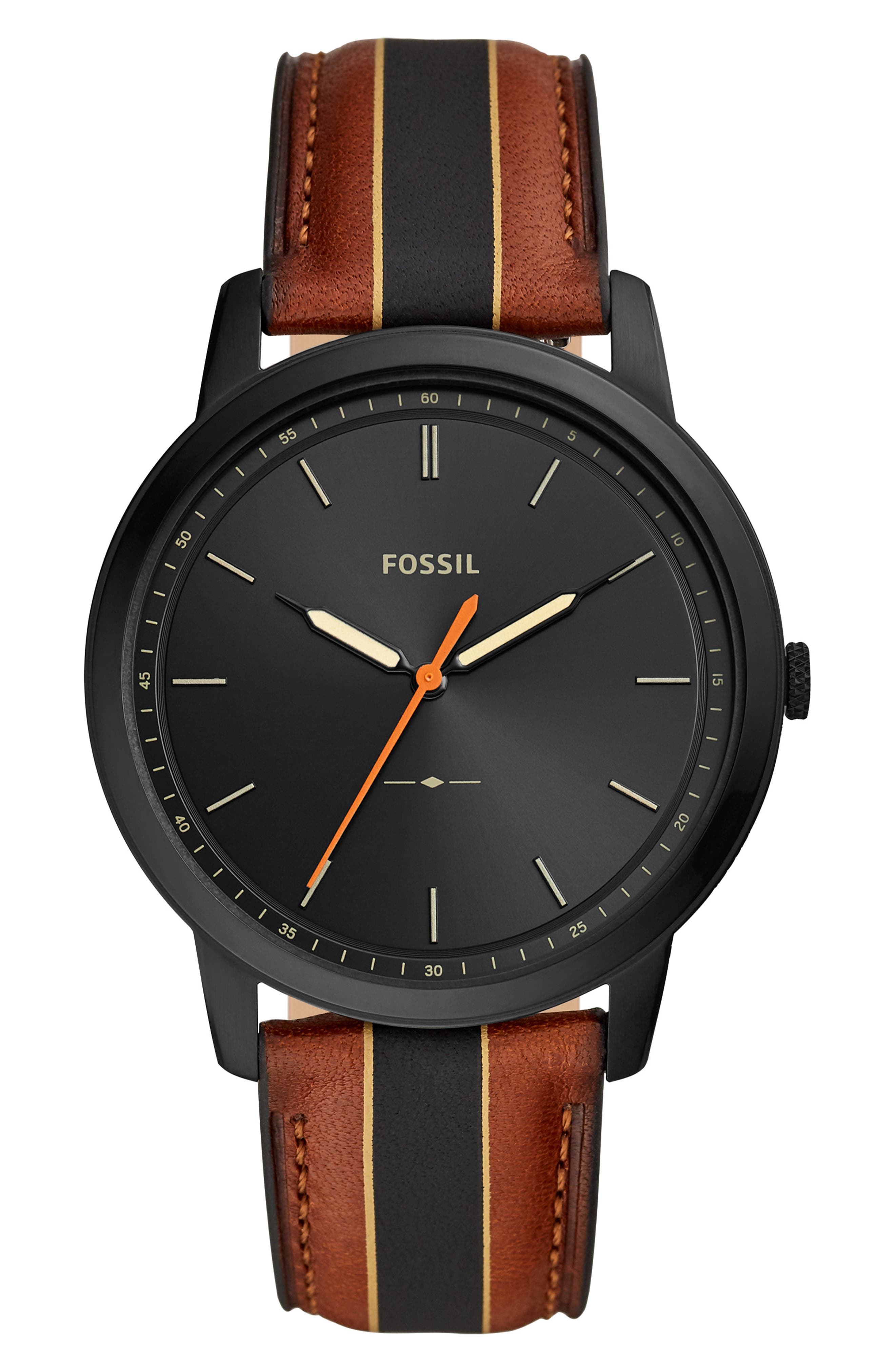Fossil Minimalist Leather Strap Watch, 44mm Nordstrom