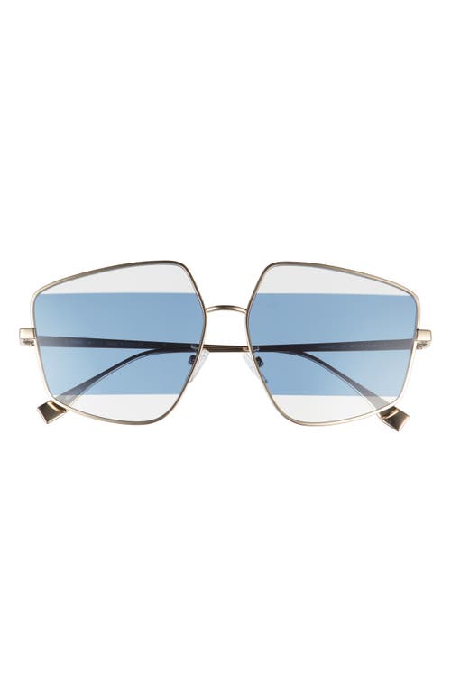 The Fendi Stripes 60mm Geometric Sunglasses in Gold /Blue 