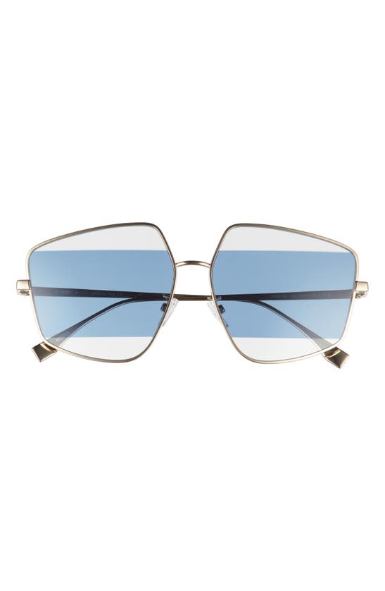 60mm Stripe Lens Sunglasses In Gold / Blue