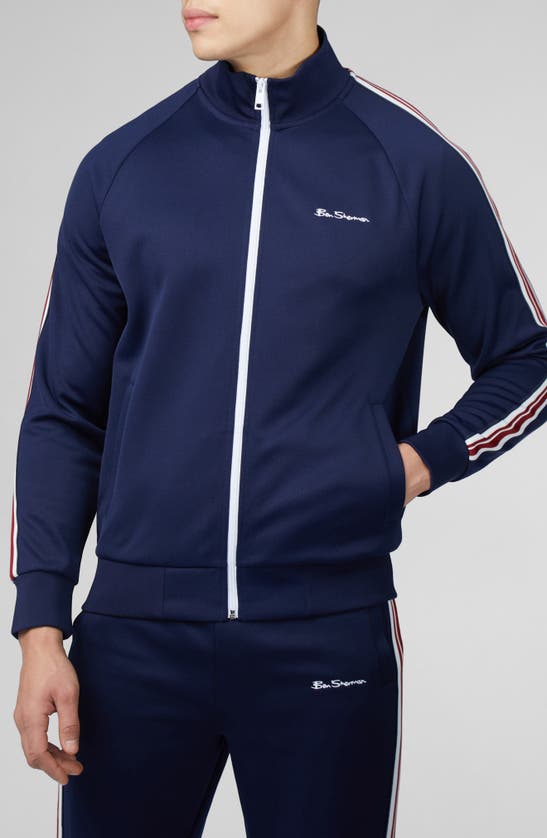 Ben Sherman Taped Tricot Track Jacket In Marine