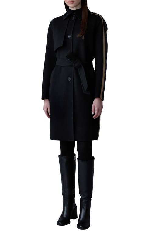 Shop Mackage Aliza Wool Trench Coat In Black