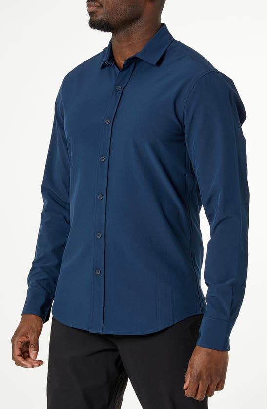 Shop Kenneth Cole Solid Stretch Button-up Sport Shirt In Navy