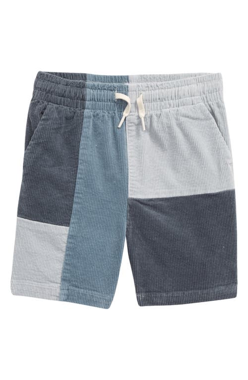 PacSun Kids' Patchwork Corduroy Drawstring Shorts in Stormy Pearl Blue Citadel