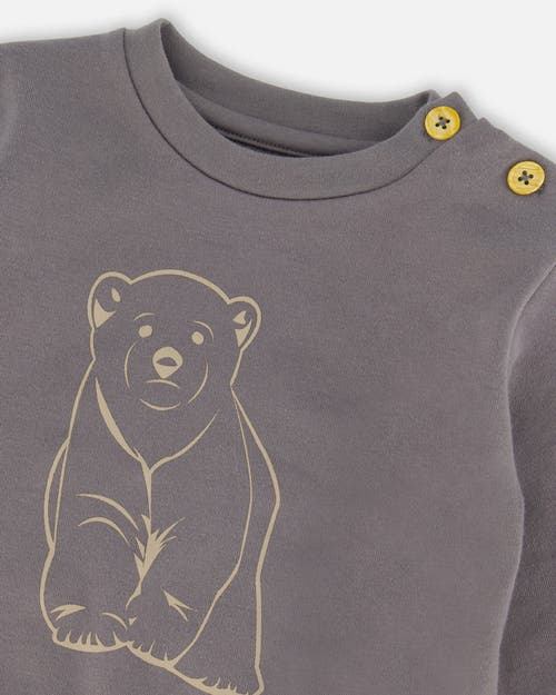 Shop Deux Par Deux Baby Boy's Organic Cotton Top With Printed Mountains Pant Set Dark Gray In Printed Bear & Mountains