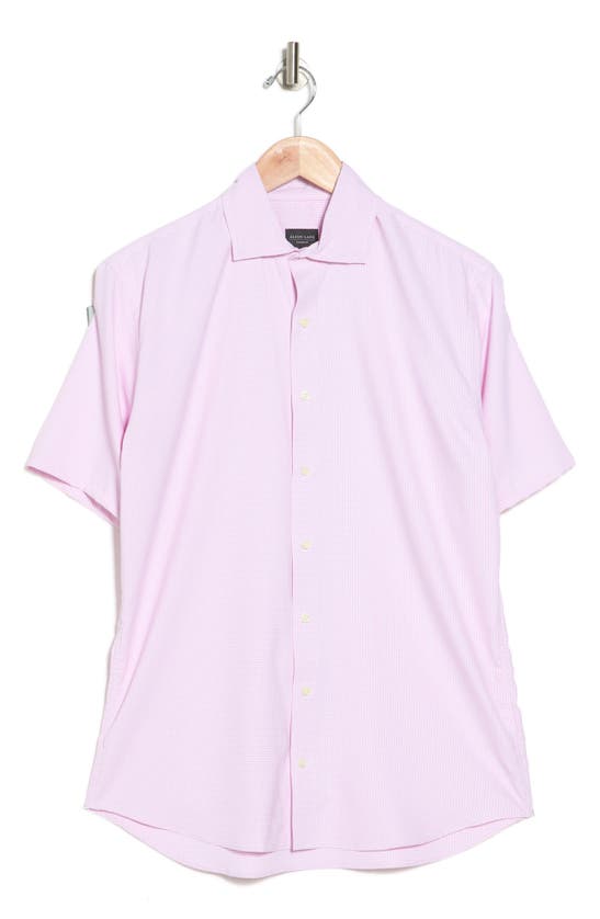 Alton Lane Parker Performance Stretch Short Sleeve Button-up Shirt In Light Pink Gingham