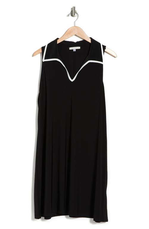 Shop Tash And Sophie Contrast Piped Dress In Black/wh