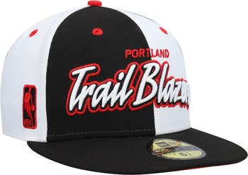 New Era Men's Black, White Portland Trail Blazers Script Pinwheel