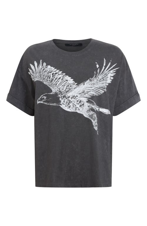 Shop Allsaints Flite Briar Cotton Graphic T-shirt In Acid Washed Black