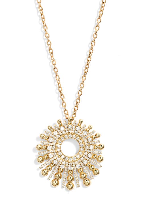 Icon Gold Bead & Diamond Spoke Pendant Necklace in 18K Yg