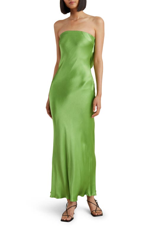 Bec + Bridge Strapless Satin Maxi Dress in Sweet Pea Green