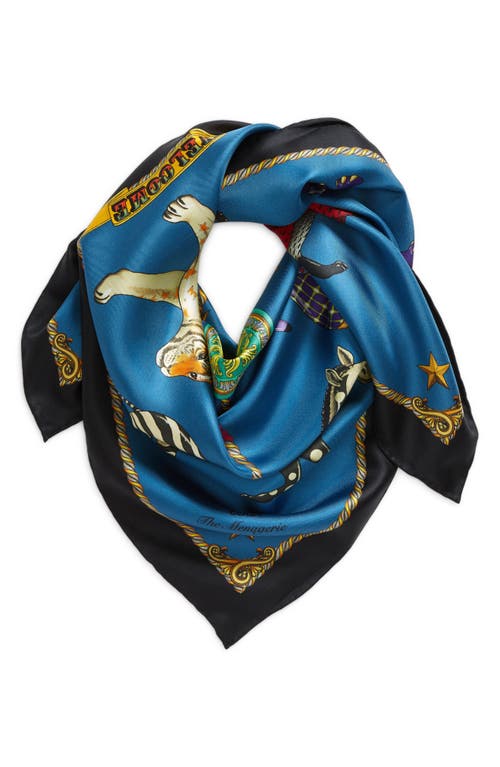 Shop Echo The Menagerie Silk Square Scarf In Blue Depths