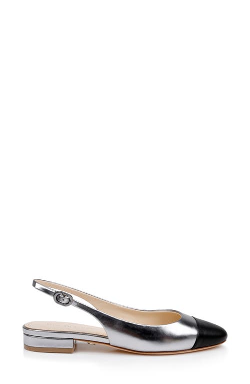 Shop Dee Ocleppo Mumbai Slingback Cap Toe Flat In Silver/black