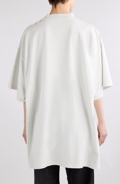 Shop Balenciaga Oversize Cotton Graphic T-shirt In Dirty White