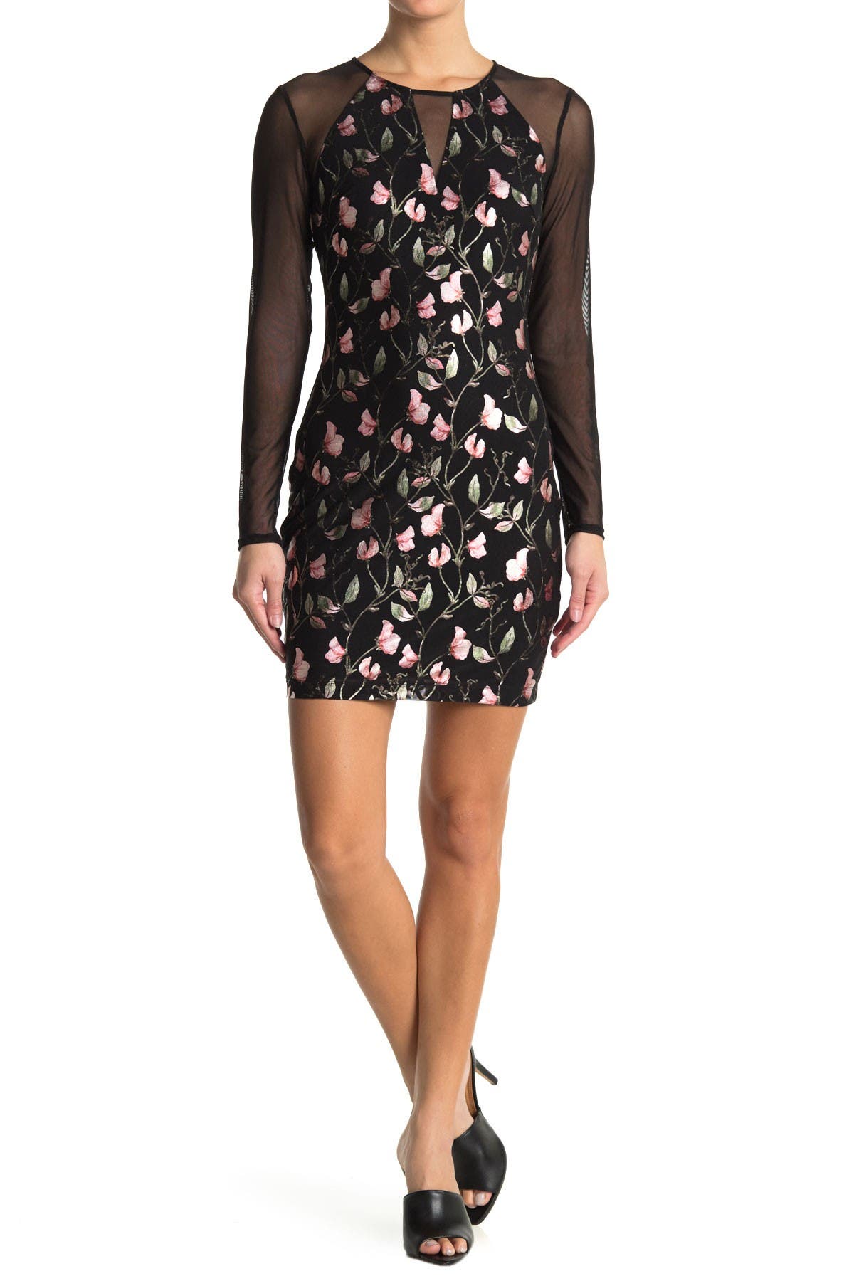 guess long floral print dress