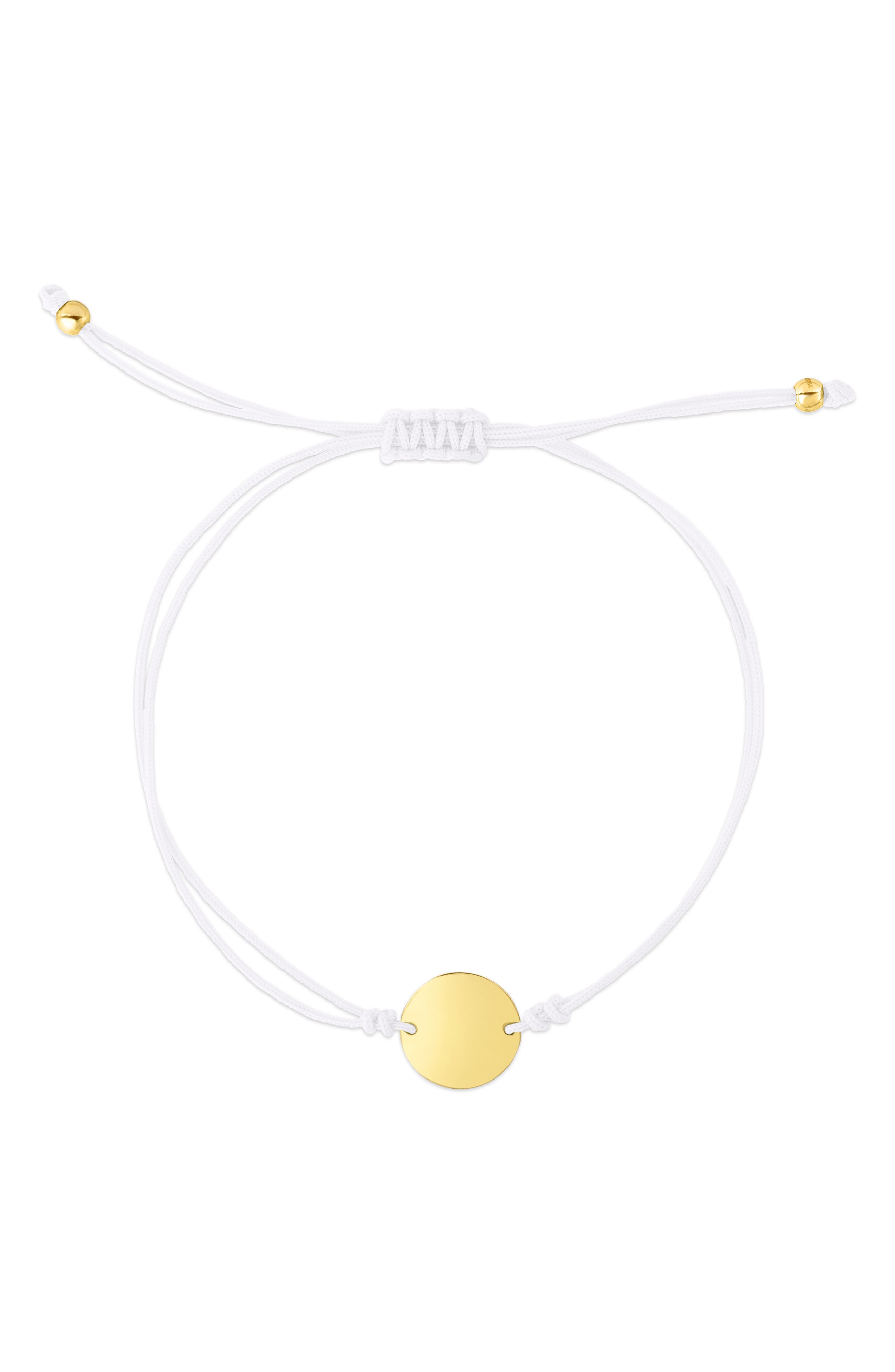 Karat Rush 14k Yellow Gold Disc Corded Bracelet In Gold And White Cord