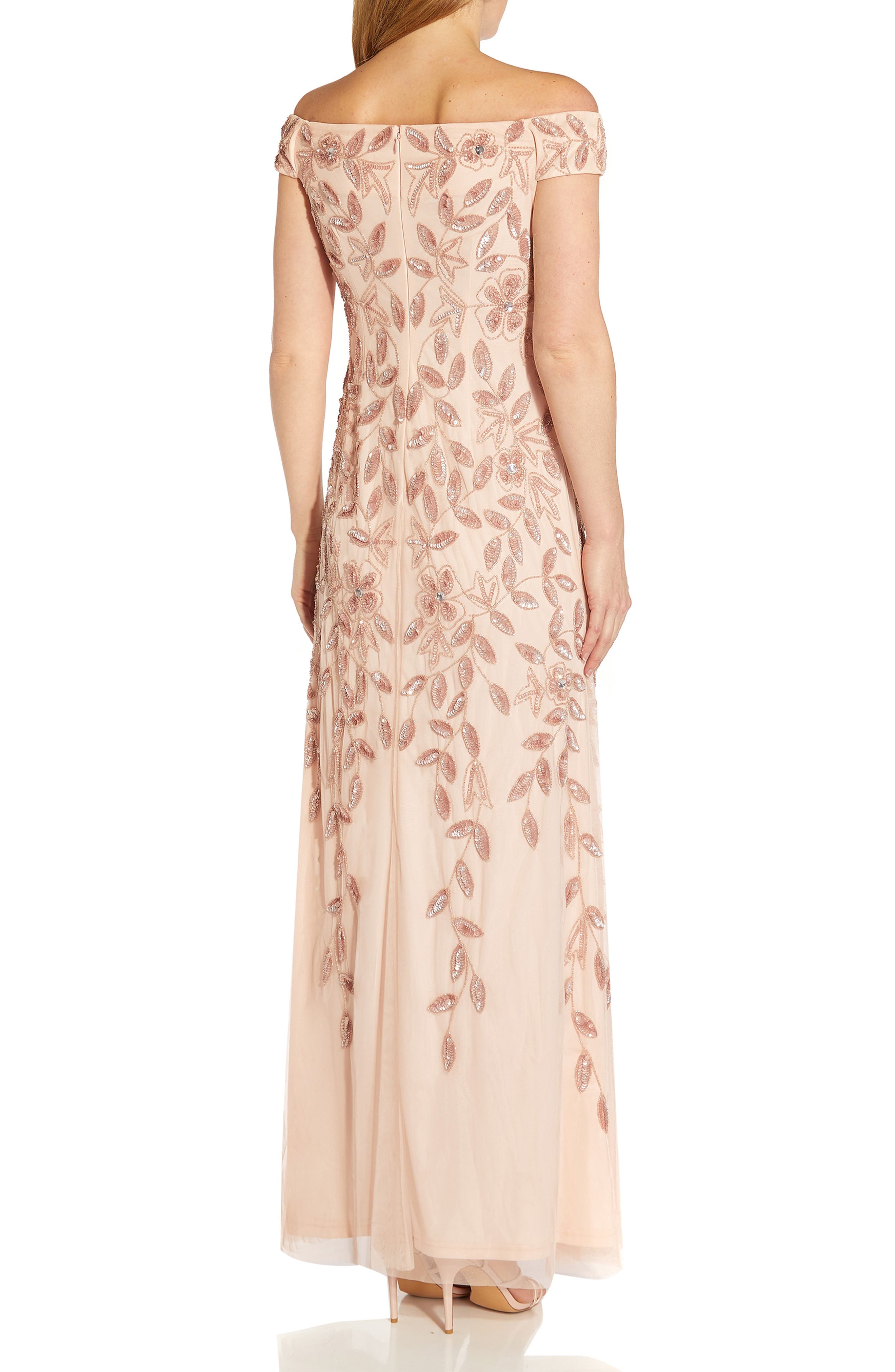 Shoulder Beaded Vine Gown 