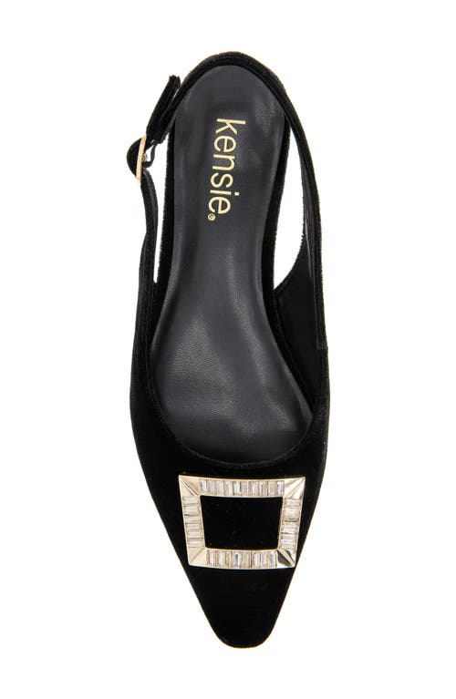Kensie Poppi Crystal Buckle Slingback Flat In Black Velvet