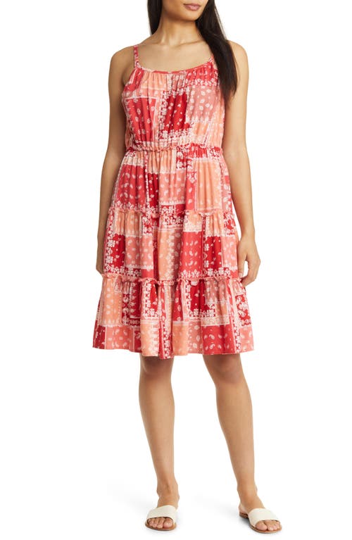 beachlunchlounge Bandana Patchwork Cotton Blend Sundress in Crimson Patchwork at Nordstrom, Size Medium