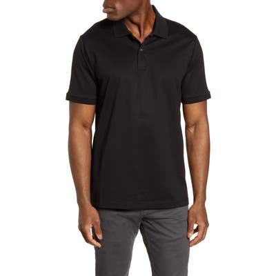 Bugatchi Contrast Collar Back Short Sleeve Polo, Black