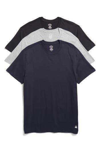 Brooks Brothers Pack Of 3 Crewneck T-shirts In Black/navy-grey