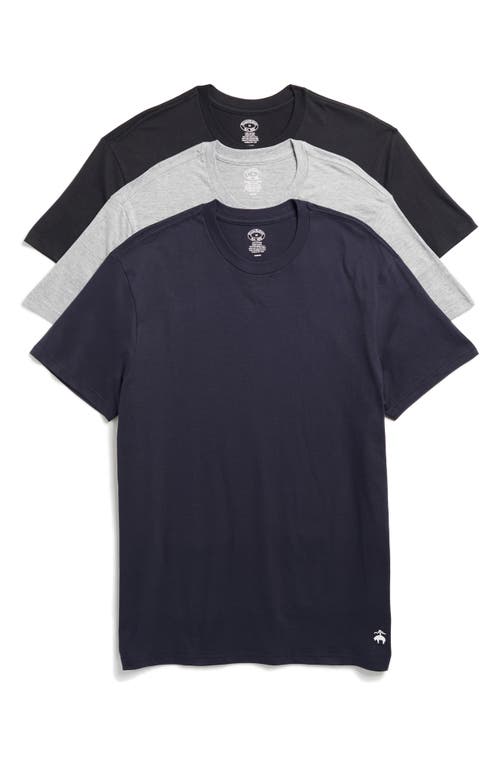 Brooks Brothers Pack Of 3 Crewneck T-shirts In Black/navy-grey