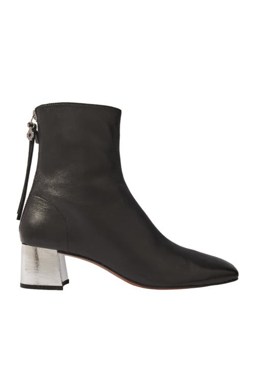 maje Square-toed leather boots in Black 