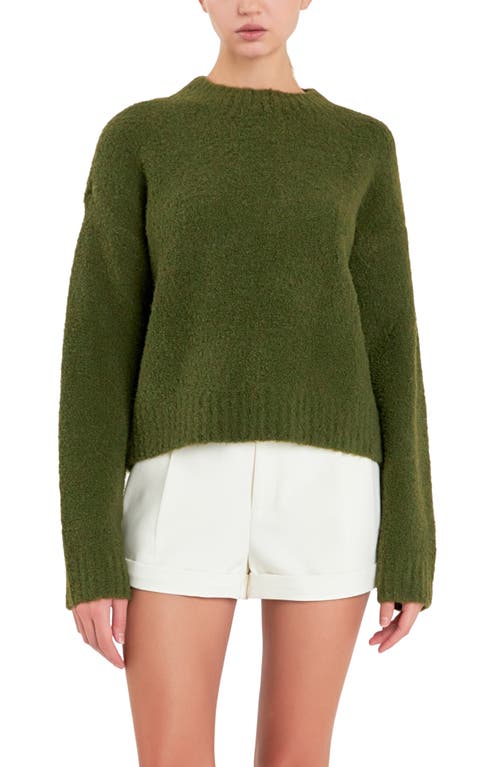 English Factory Cozy Crewneck Sweater In Khaki