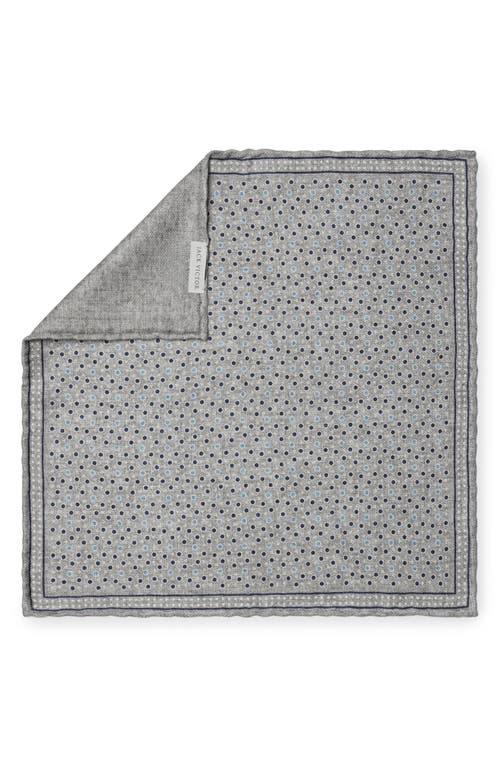 Jack Victor Dollard Reversible Silk Pocket Square in Grey 