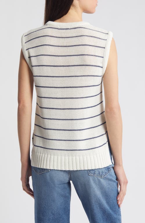 Shop Madewell Stripe Puff Trim Sweater Vest In Bright Ivory