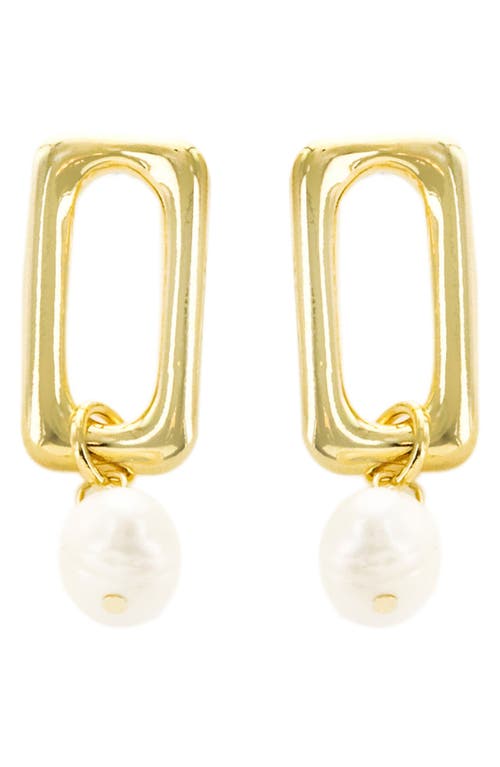 Panacea Imitation Pearl Drop Earrings In Gold
