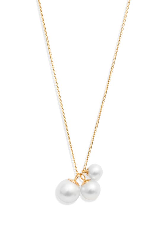 Poppy Finch Trio Cultured Pearl Pendant Necklace In Gold