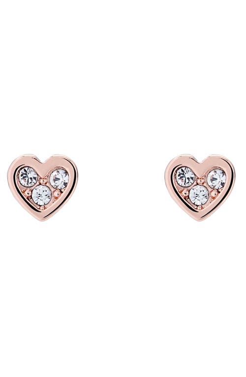 Ted Baker London Neena Nano Heart Stud Earrings in Rose Gold Tone Clear Crystal at Nordstrom