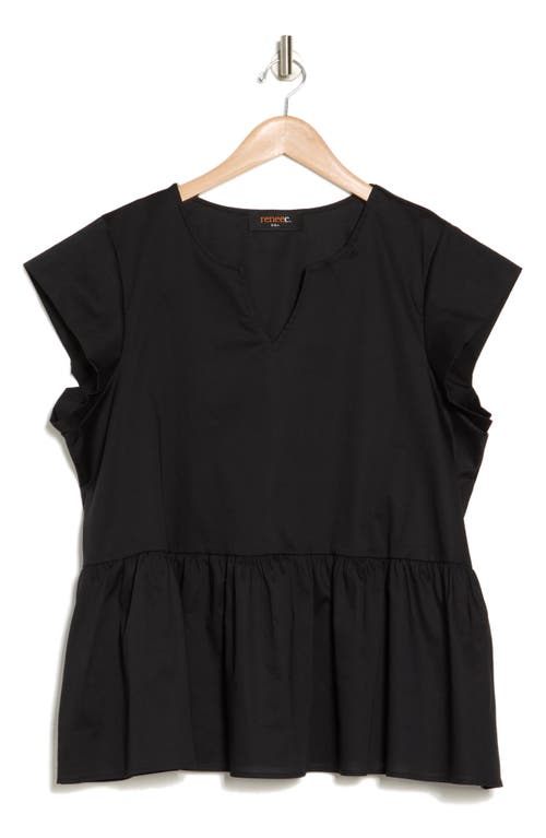 Shop Renee C Peplum Poplin Top In Black