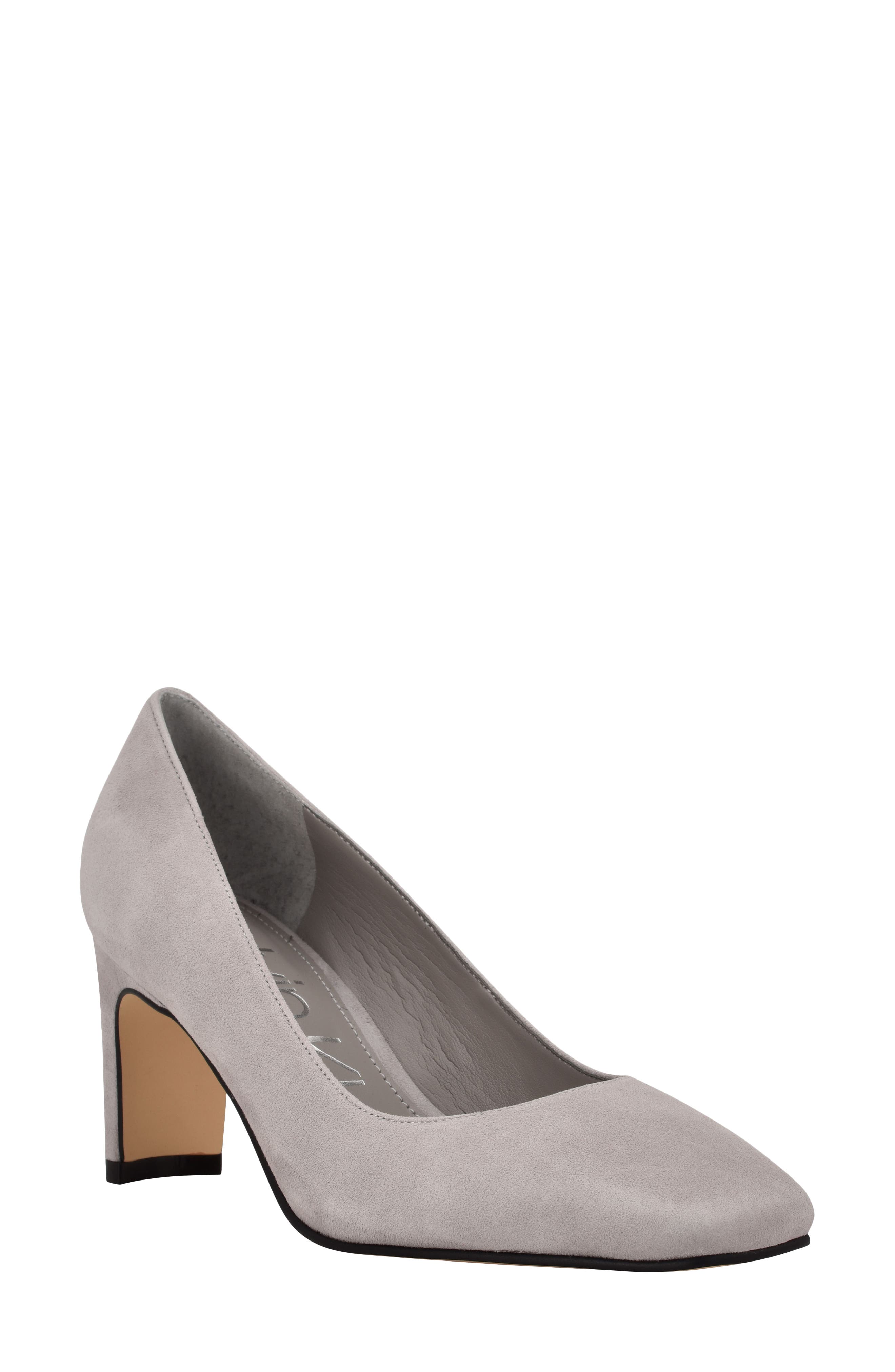 gray pumps block heel