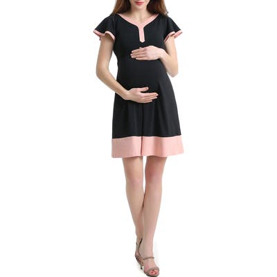 Kimi And Kai Regan Colorblock Skater Maternity Dress, Black