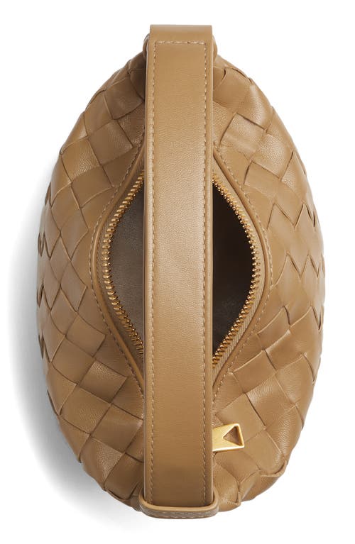 Bottega Veneta Candy Wallace Intreccio Leather Pouch In Dark Praline-gold