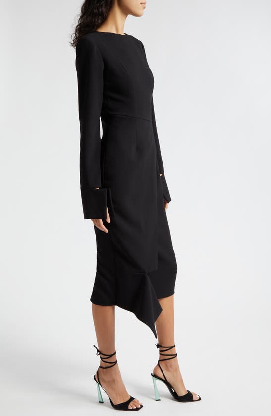 Shop Israella Kobla Dumas Long Sleeve Midi Dress In Black