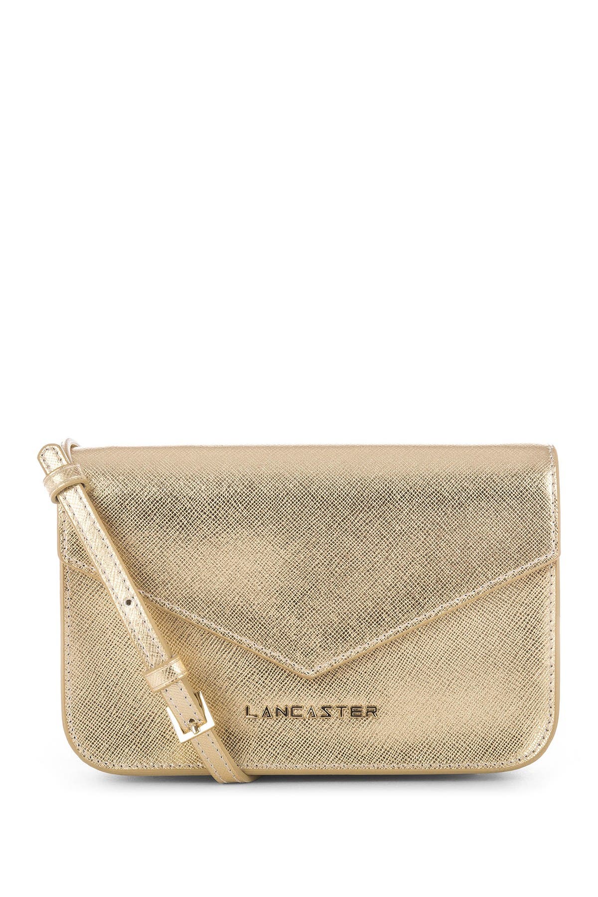 Lancaster Adeline Leather Crossbody Clutch In Gold2