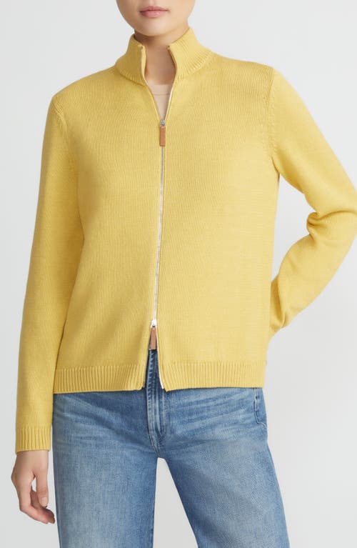 Lafayette 148 Cotton-silk Tape Fitted Bomber Sweater In Canary Yellow